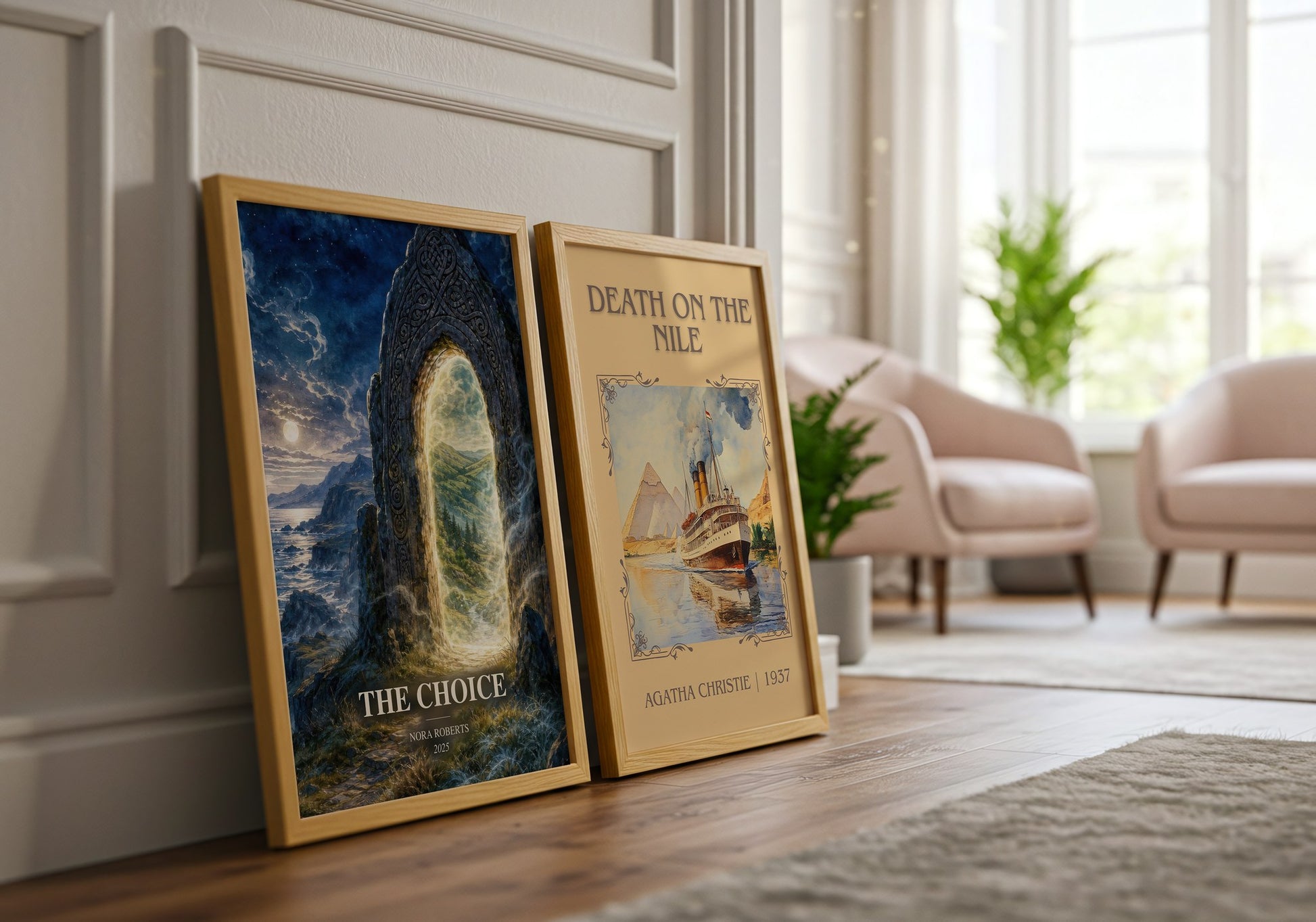 The Choice watercolour print framed by window – literary home decor