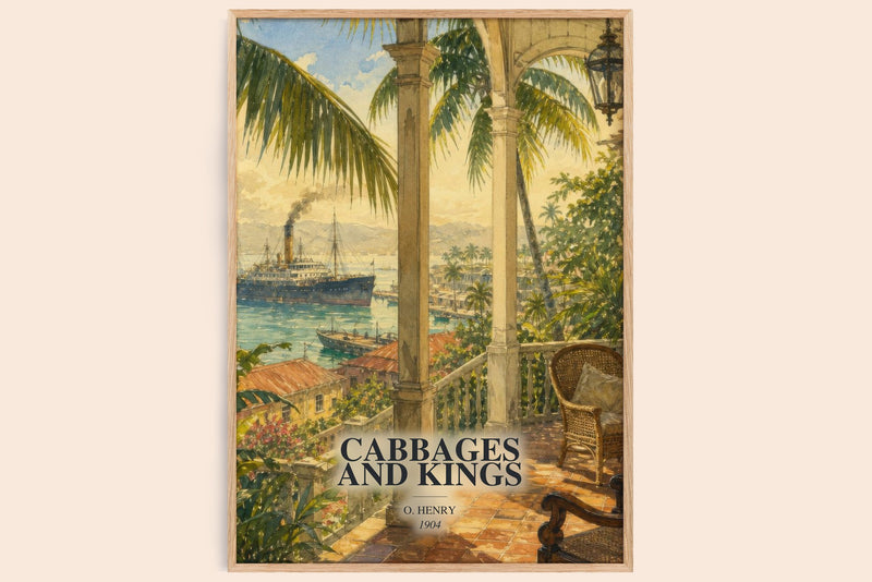 Cabbages And Kings watercolour book poster by O. Henry – framed literary art print
