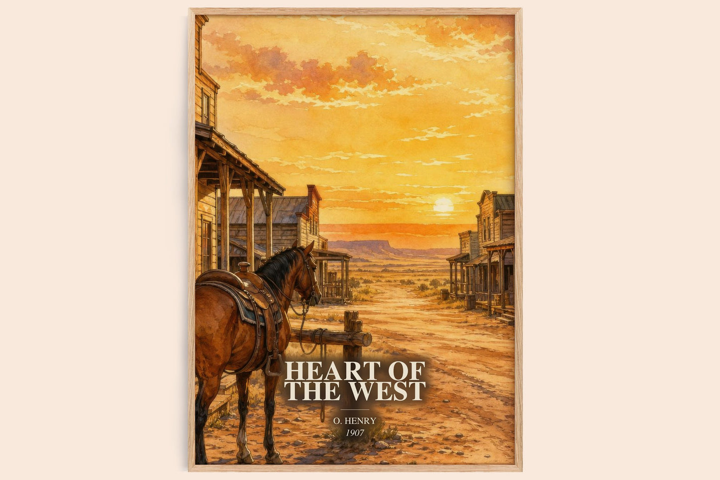 Heart Of The West watercolour book poster by O. Henry – framed literary art print