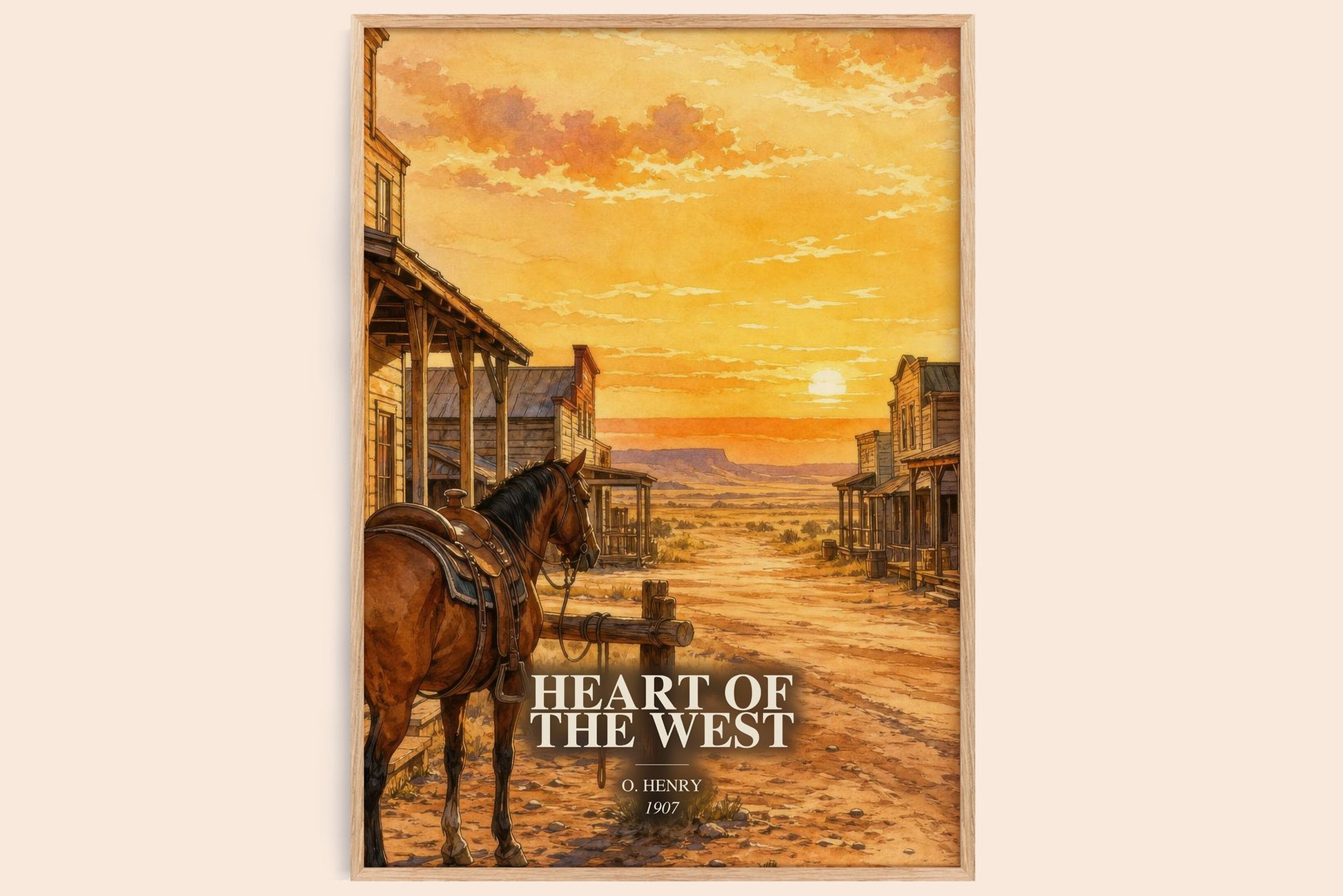Heart Of The West watercolour book poster by O. Henry – framed literary art print