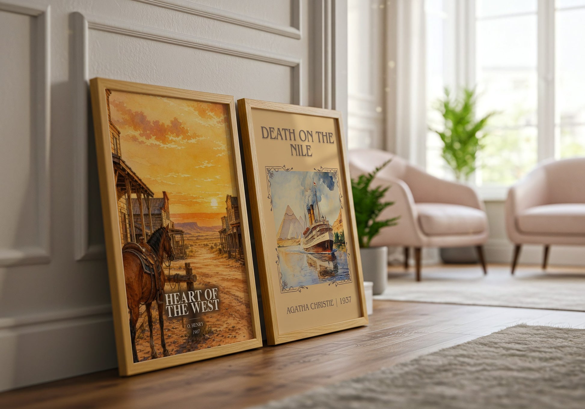 Heart Of The West watercolour print framed by window – literary home decor