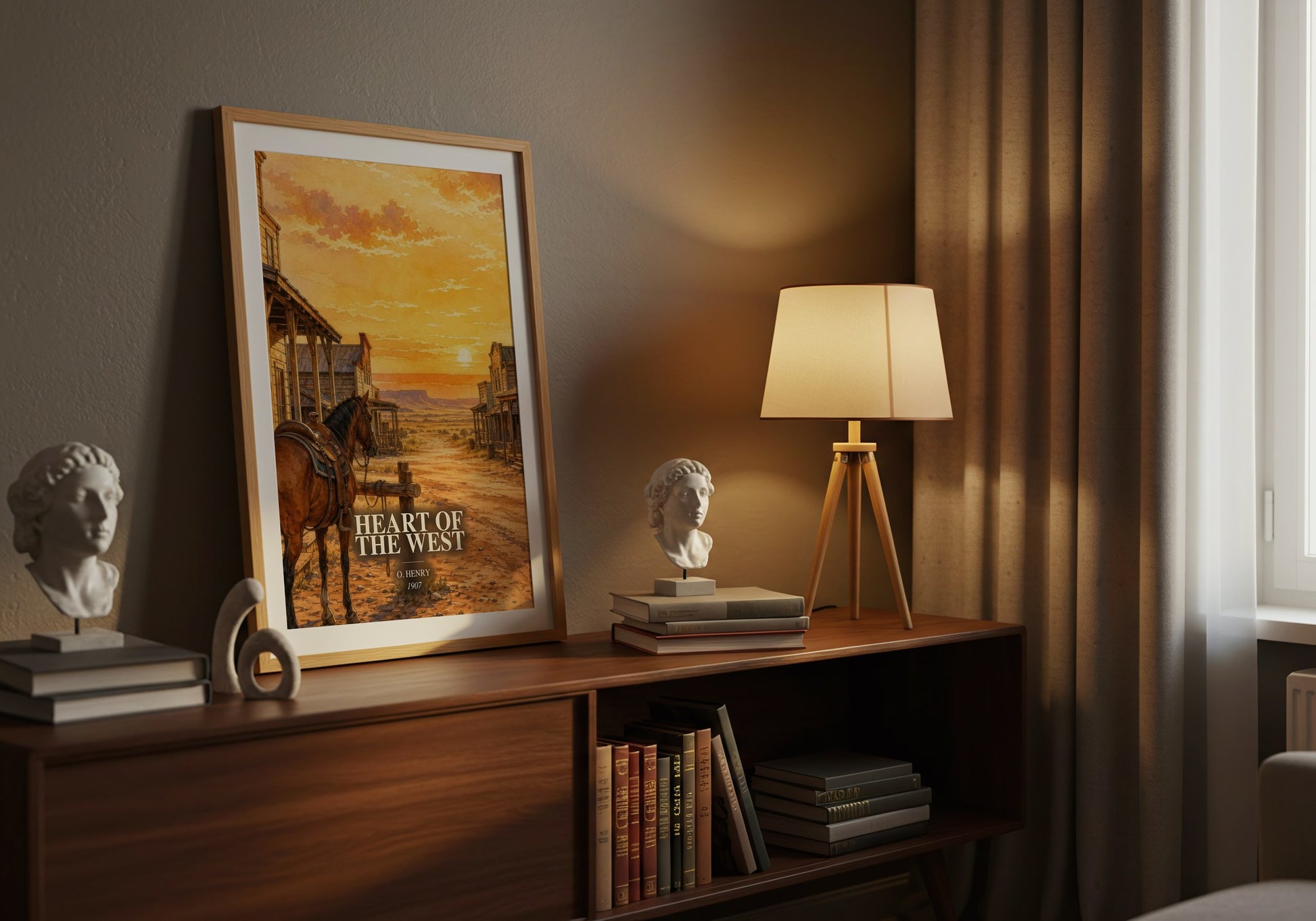 Heart Of The West watercolour print on bookshelf – O. Henry fan gift