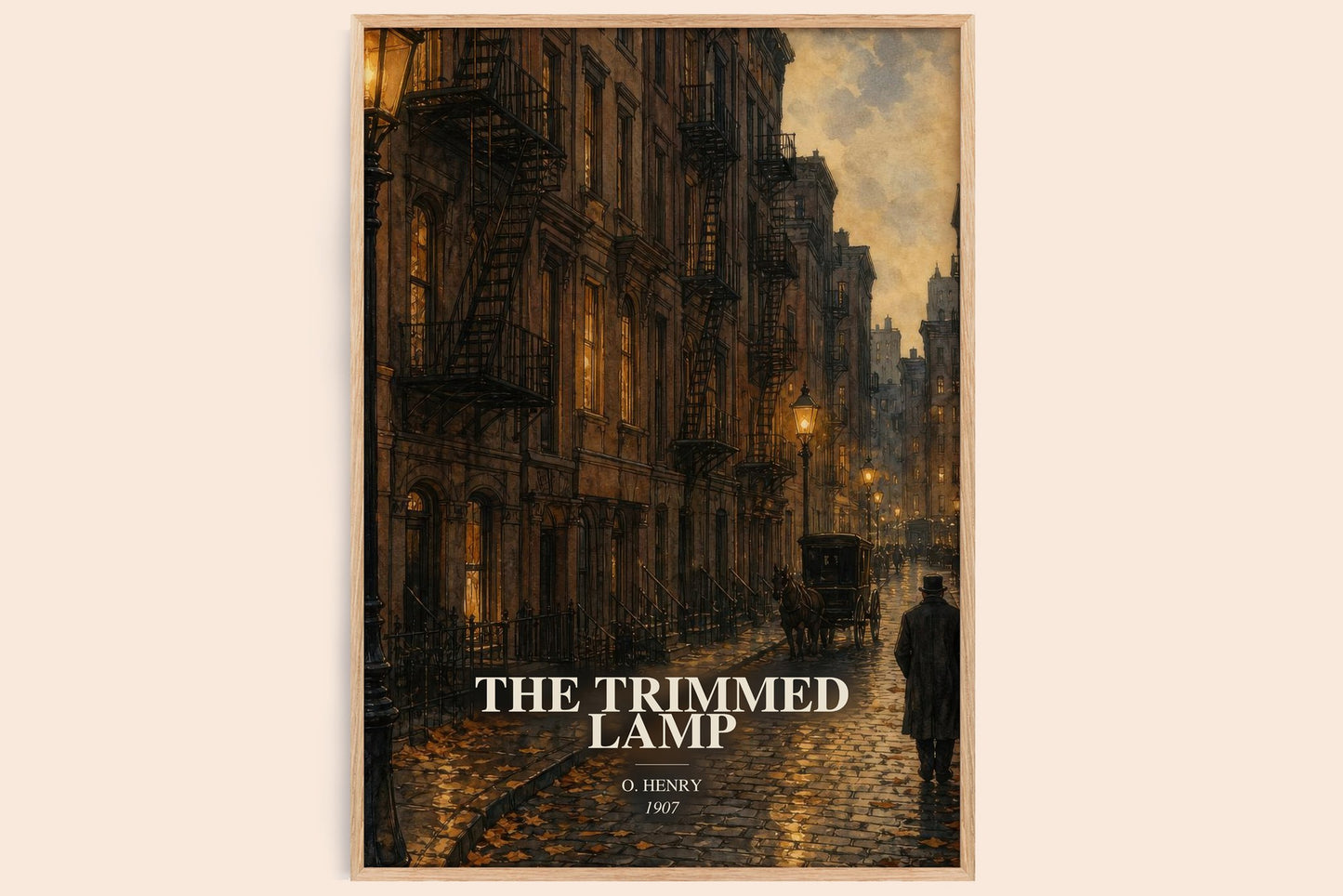 The Trimmed Lamp watercolour book poster by O. Henry – framed literary art print