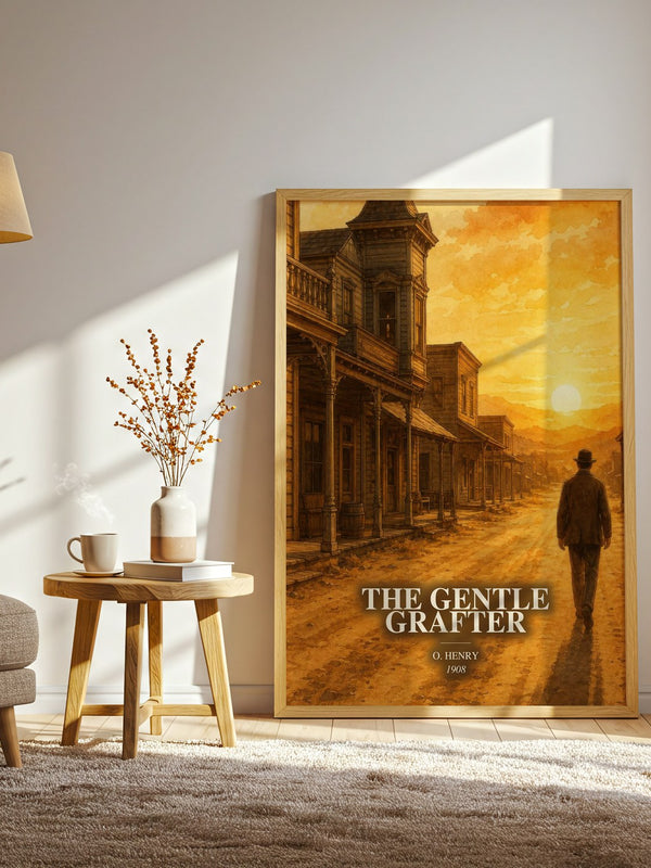 The Gentle Grafter watercolour print in frame leaning in hallway – classic literature wall art
