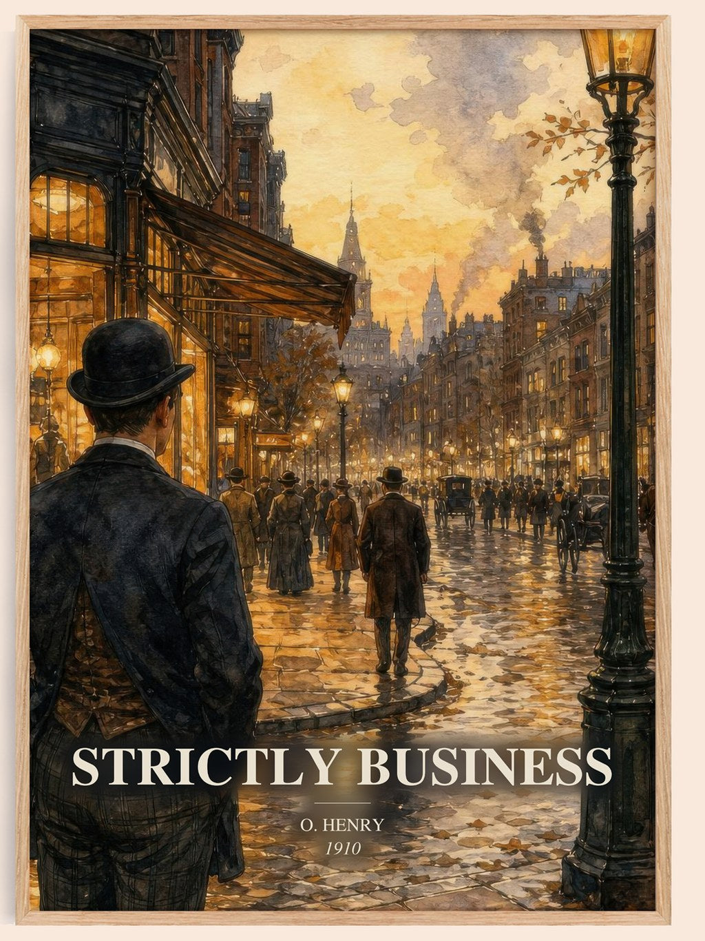 Strictly Business watercolour book poster by O. Henry – framed literary art print