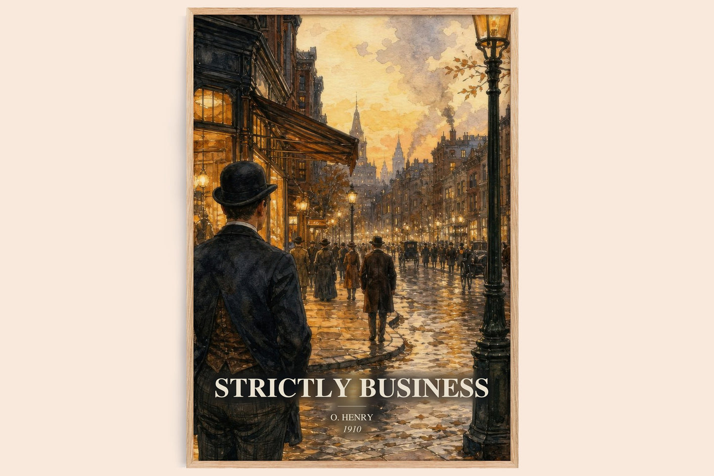 Strictly Business watercolour book poster by O. Henry – framed literary art print