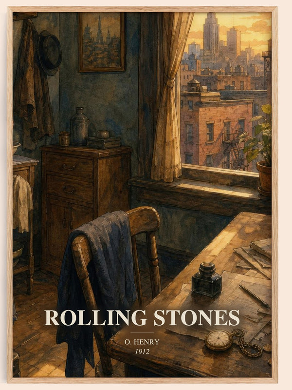 Rolling Stones watercolour book poster by O. Henry – framed literary art print