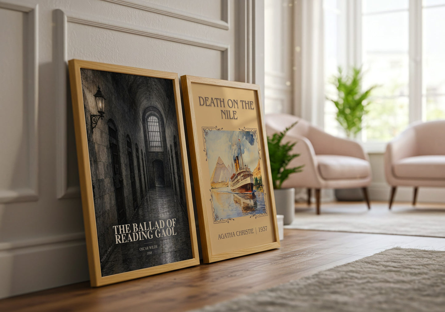 The Ballad Of Reading Gaol watercolour print framed by window – literary home decor