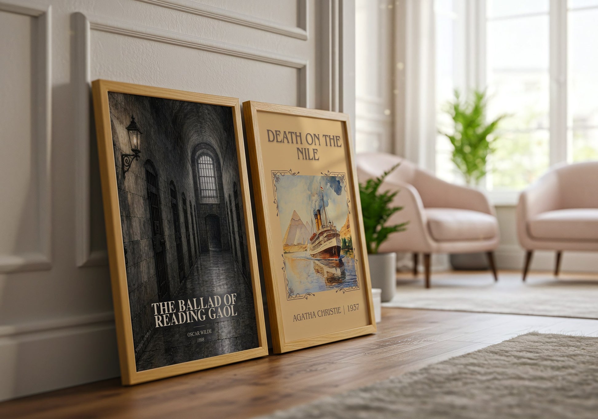 The Ballad Of Reading Gaol watercolour print framed by window – literary home decor