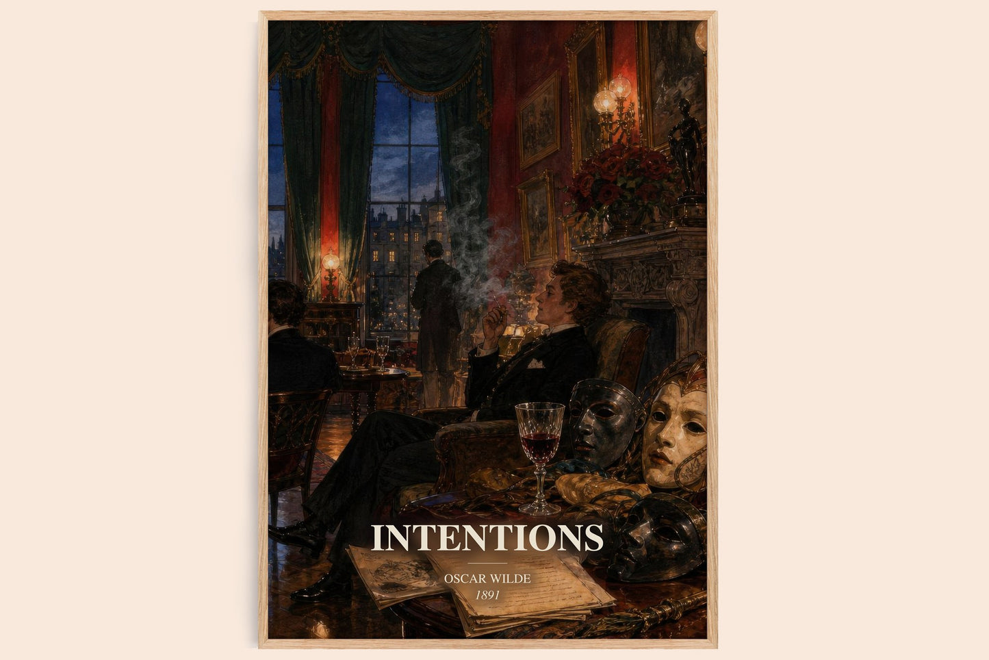Intentions watercolour book poster by Oscar Wilde – framed literary art print