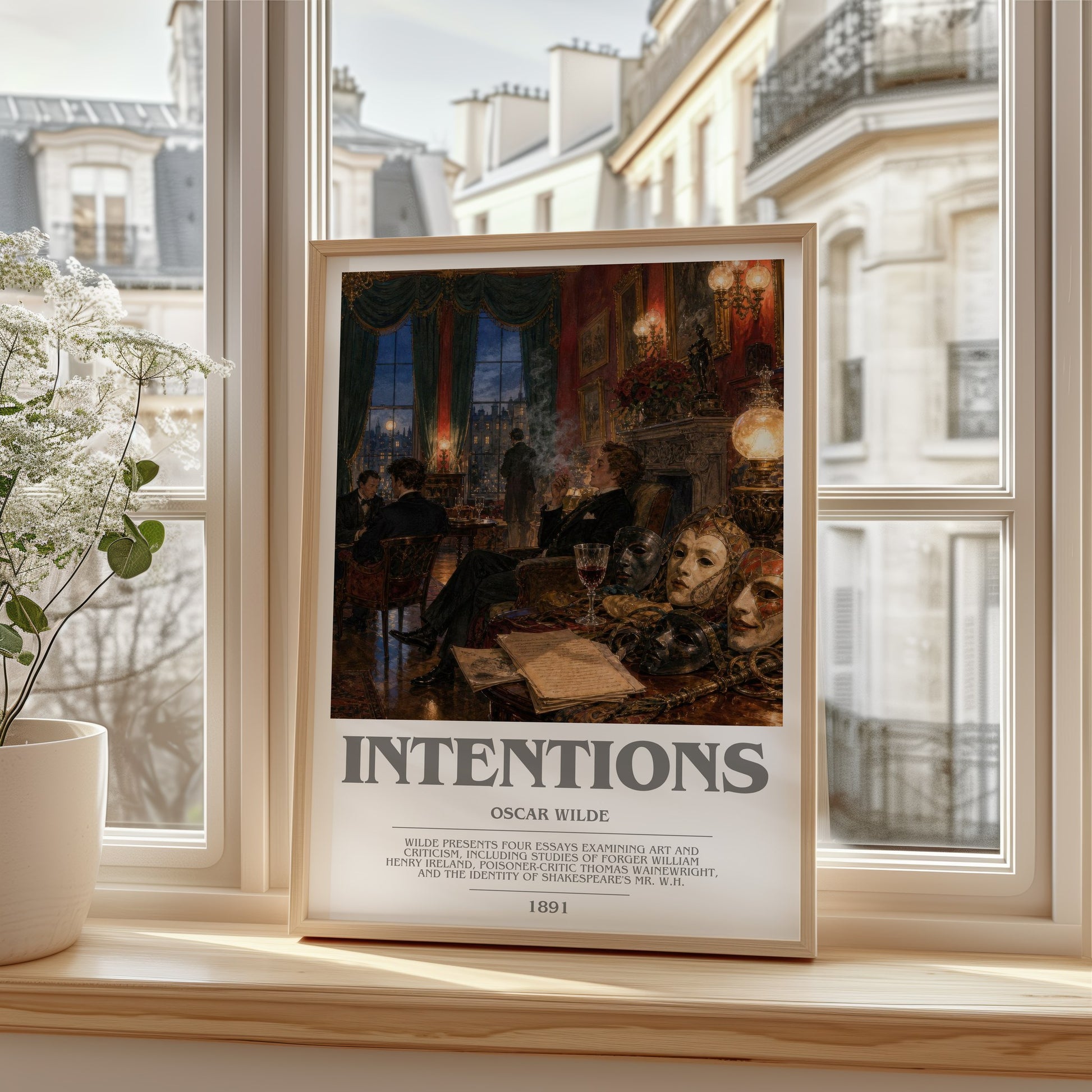 Intentions bookish poster colour and style options – Oscar Wilde book art