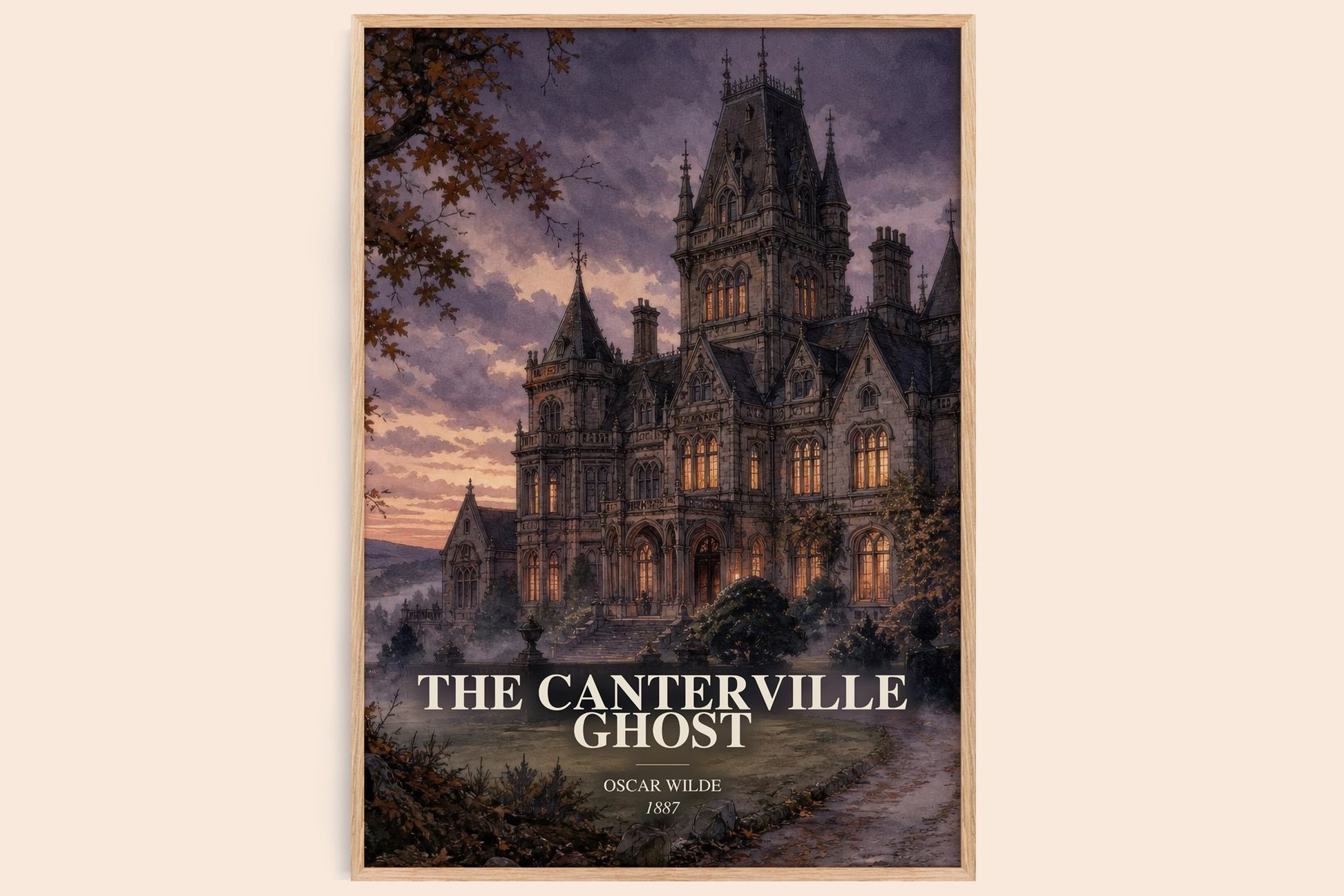 The Canterville Ghost watercolour book poster by Oscar Wilde – framed literary art print