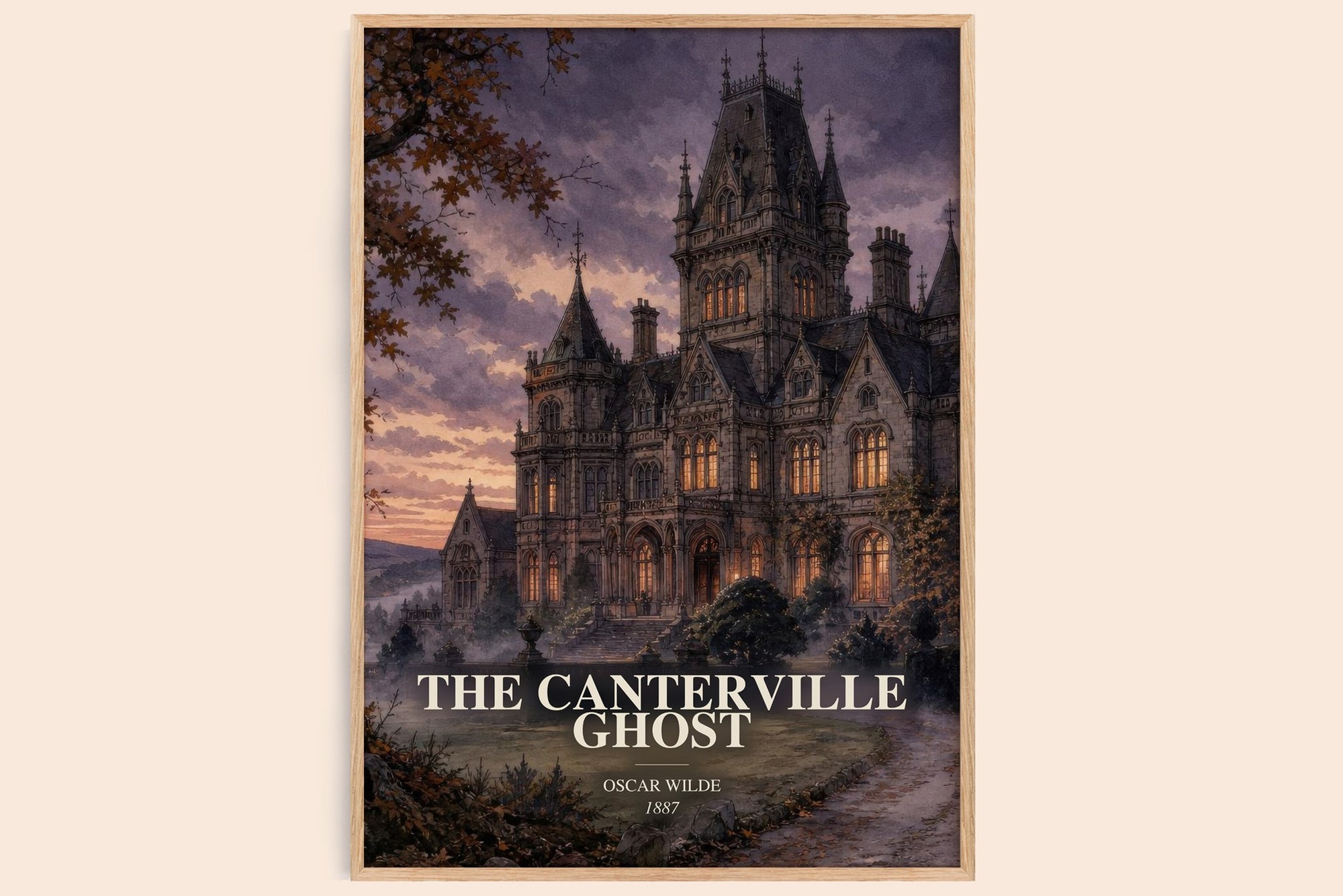 The Canterville Ghost watercolour book poster by Oscar Wilde – framed literary art print