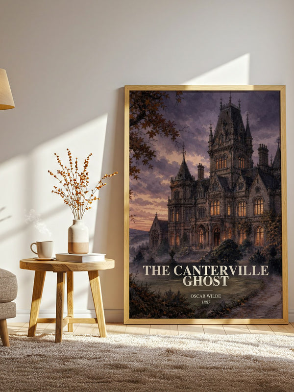 The Canterville Ghost watercolour print in frame leaning in hallway – gothic wall art