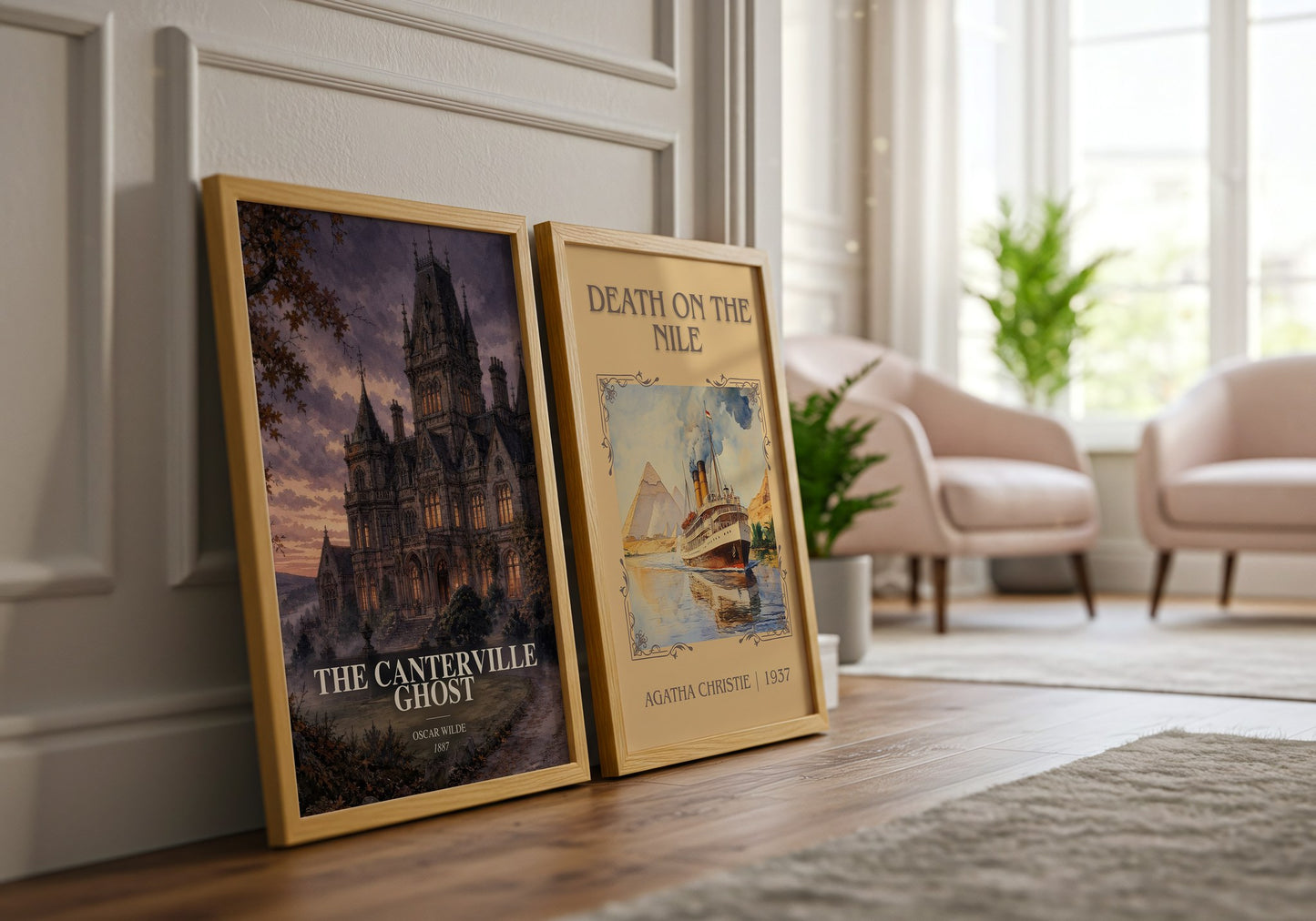 The Canterville Ghost watercolour print framed by window – literary home decor