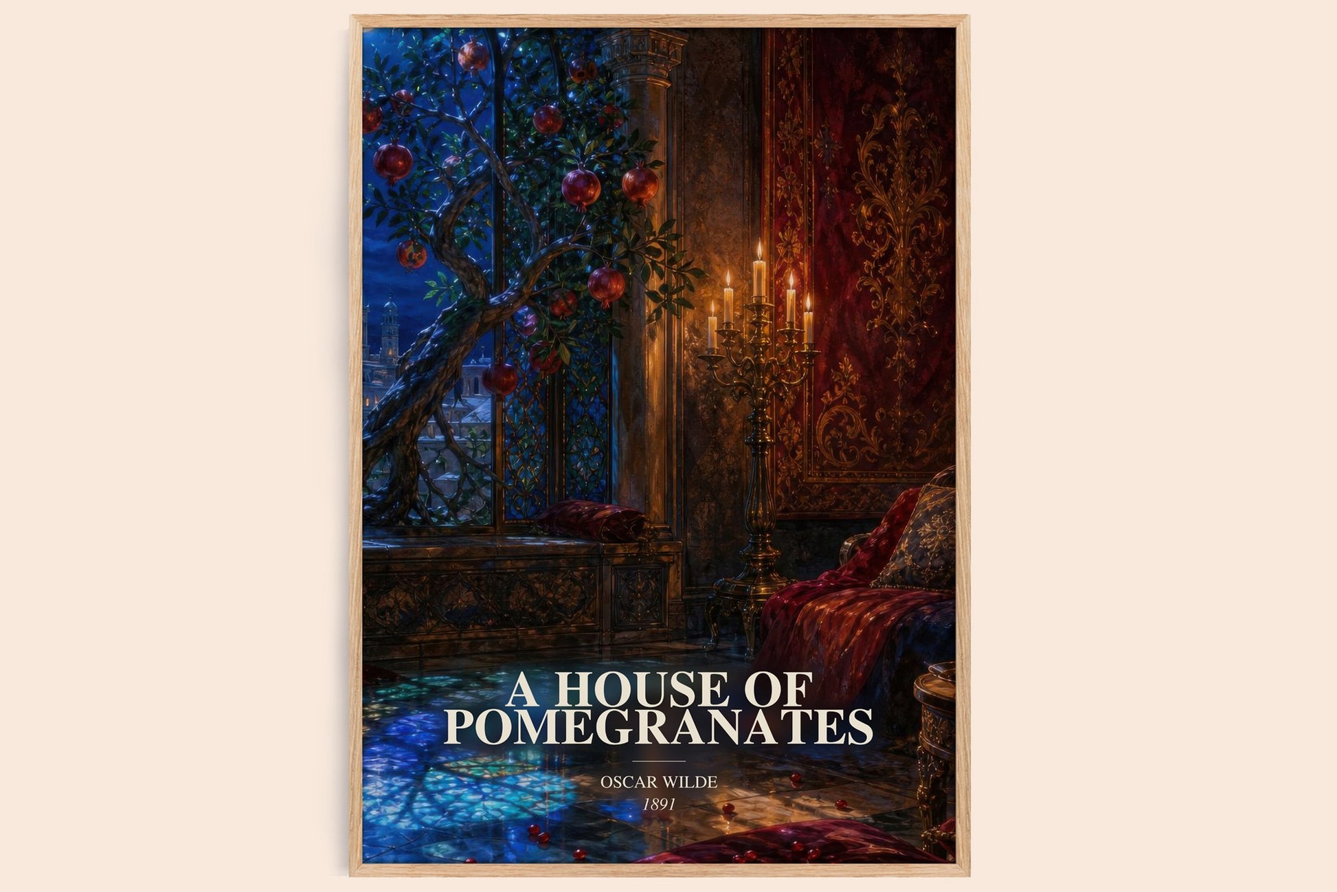A House Of Pomegranates watercolour book poster by Oscar Wilde – framed literary art print