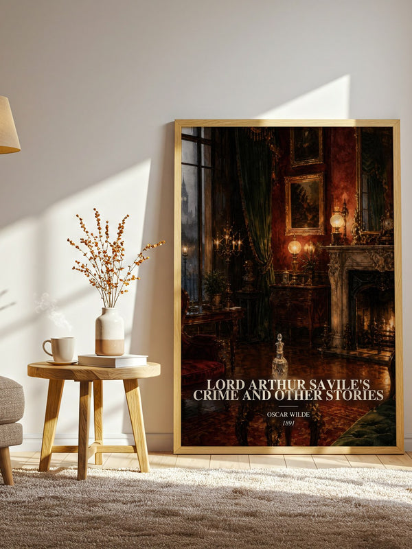Lord Arthur Savile'S Crime And Other Stories watercolour print in frame leaning in hallway – classic literature wall art