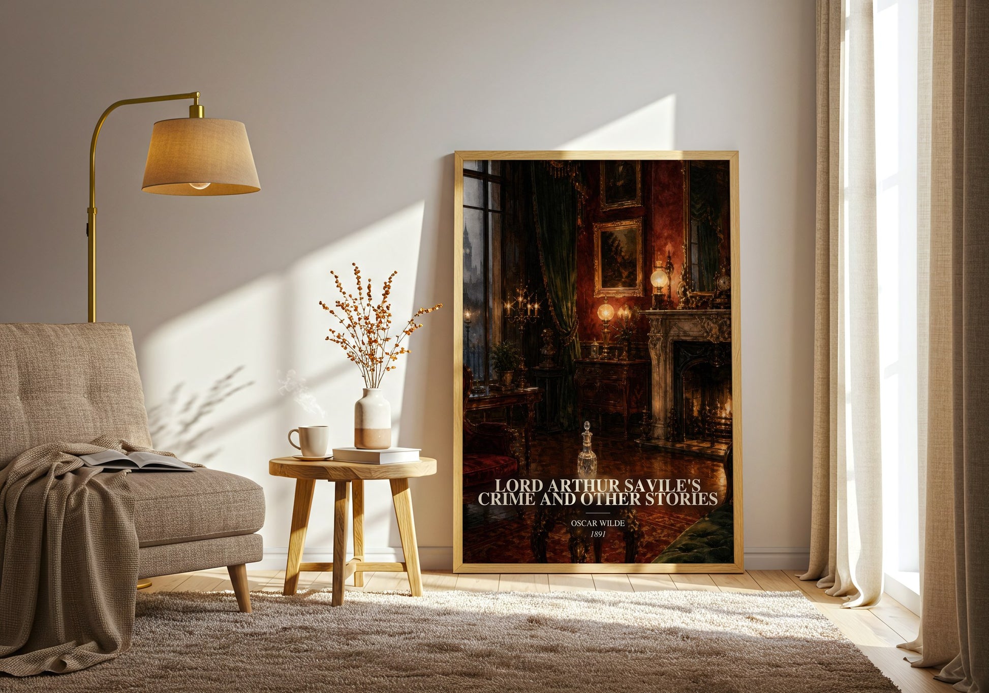 Lord Arthur Savile'S Crime And Other Stories watercolour print in frame leaning in hallway – classic literature wall art