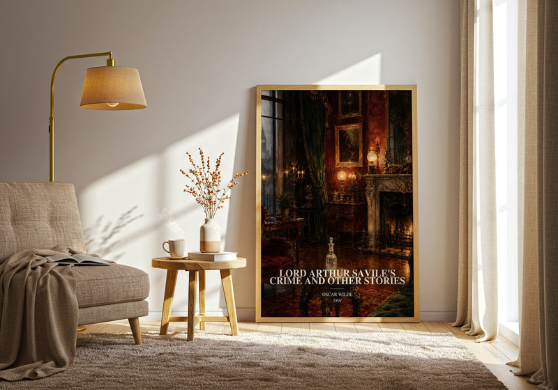 Lord Arthur Savile'S Crime And Other Stories watercolour print in frame leaning in hallway – classic literature wall art