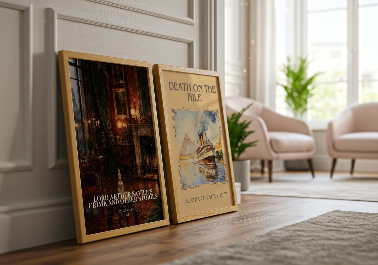 Lord Arthur Savile'S Crime And Other Stories watercolour print framed by window – literary home decor