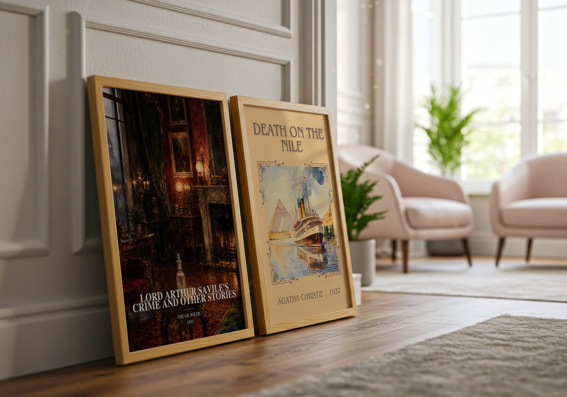 Lord Arthur Savile'S Crime And Other Stories watercolour print framed by window – literary home decor