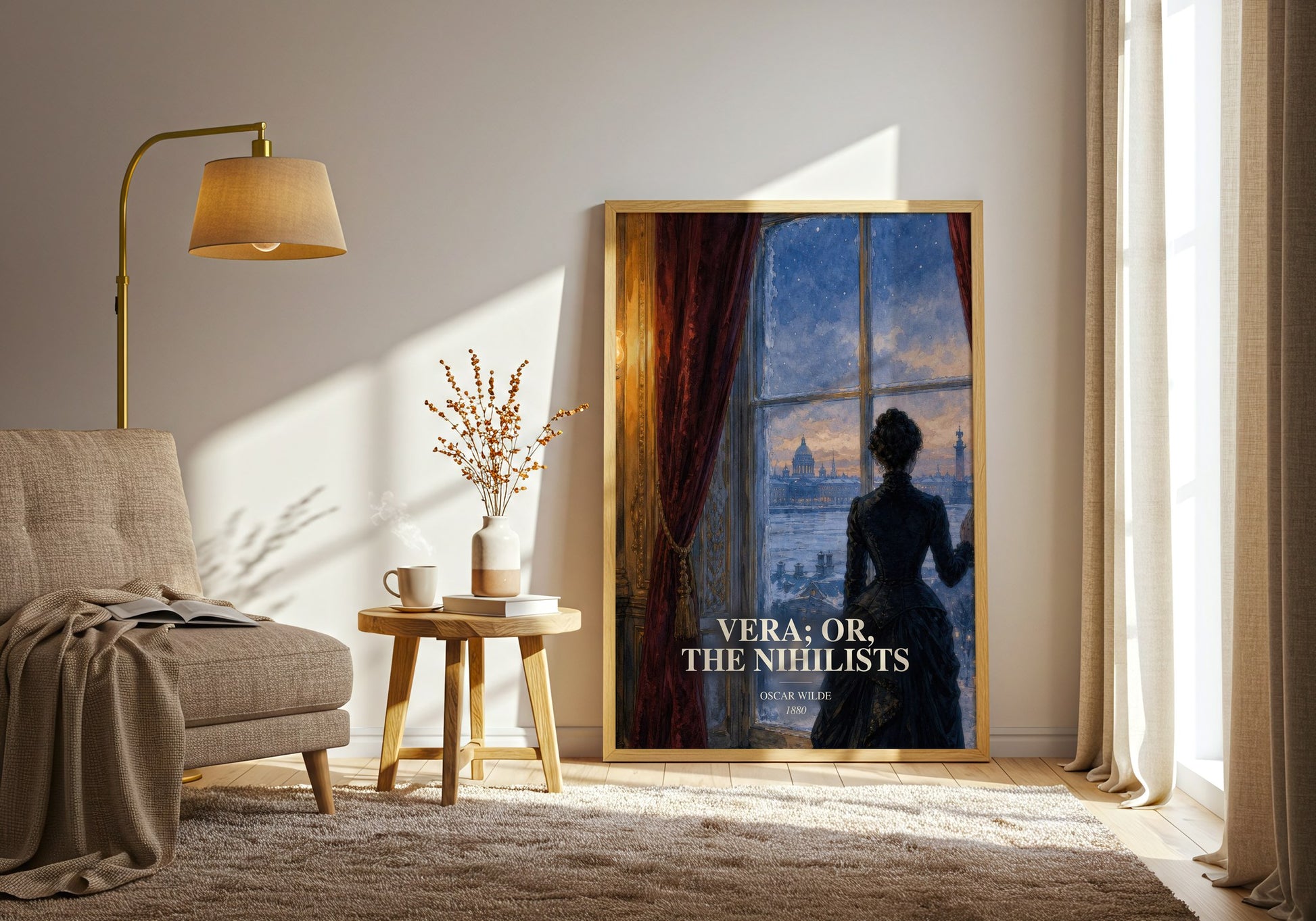 Vera; Or, The Nihilists watercolour print in frame leaning in hallway – classic literature wall art