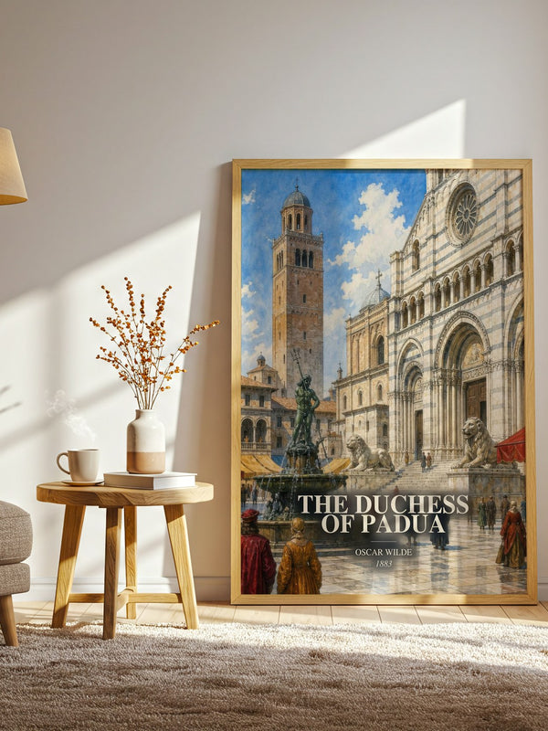 The Duchess Of Padua watercolour print in frame leaning in hallway – classic literature wall art