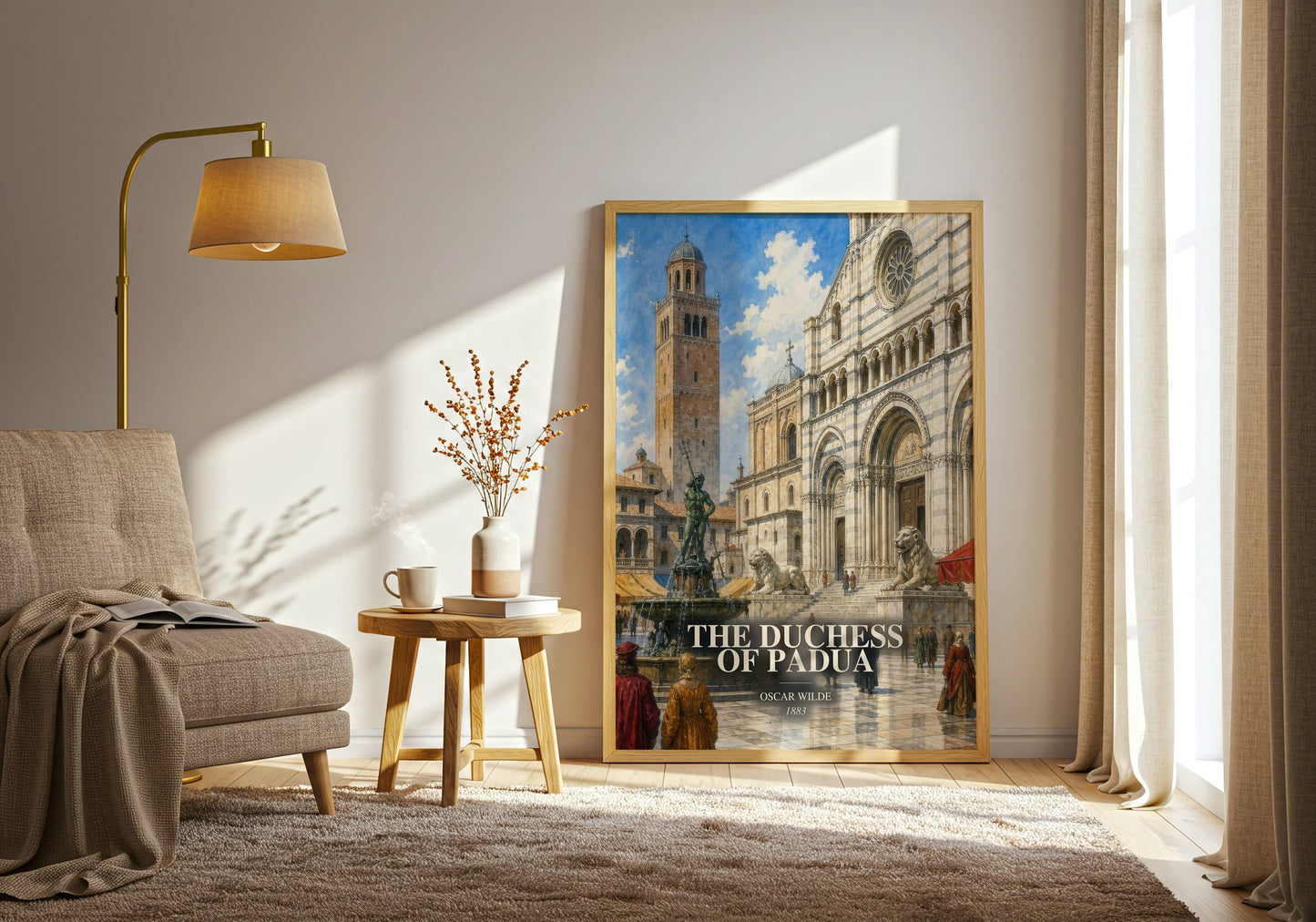 The Duchess Of Padua watercolour print in frame leaning in hallway – classic literature wall art