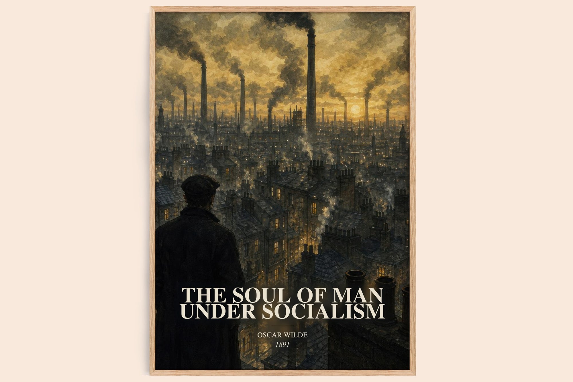 The Soul Of Man Under Socialism watercolour book poster by Oscar Wilde – framed literary art print