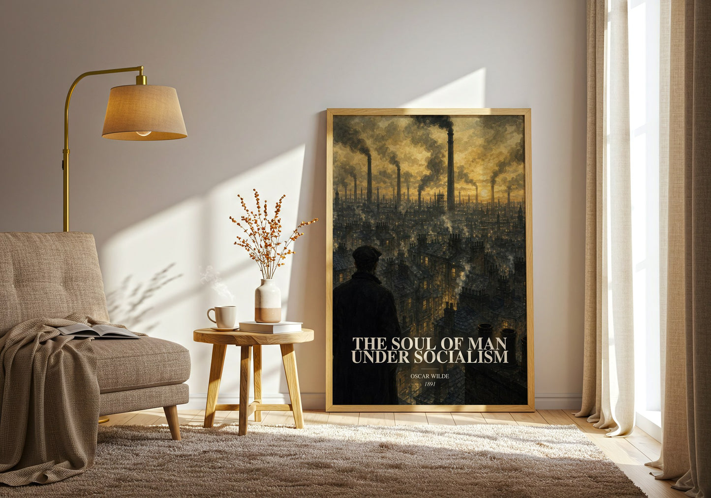 The Soul Of Man Under Socialism watercolour print in frame leaning in hallway – philosophy wall art