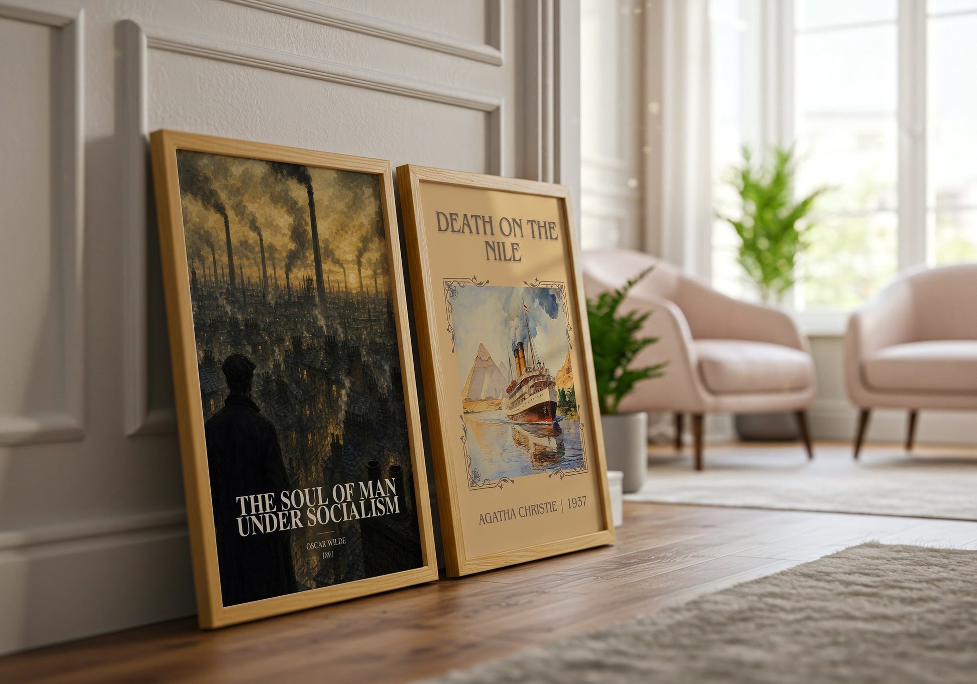 The Soul Of Man Under Socialism watercolour print framed by window – literary home decor