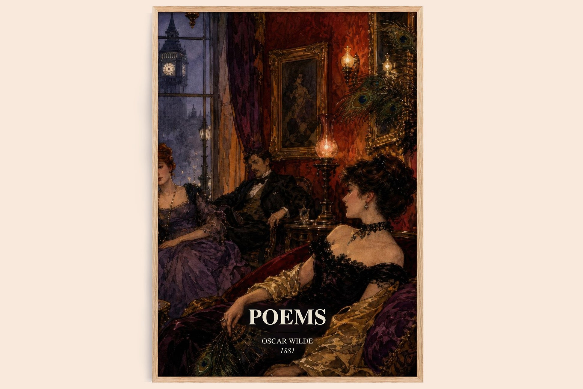Poems watercolour book poster by Oscar Wilde – framed literary art print