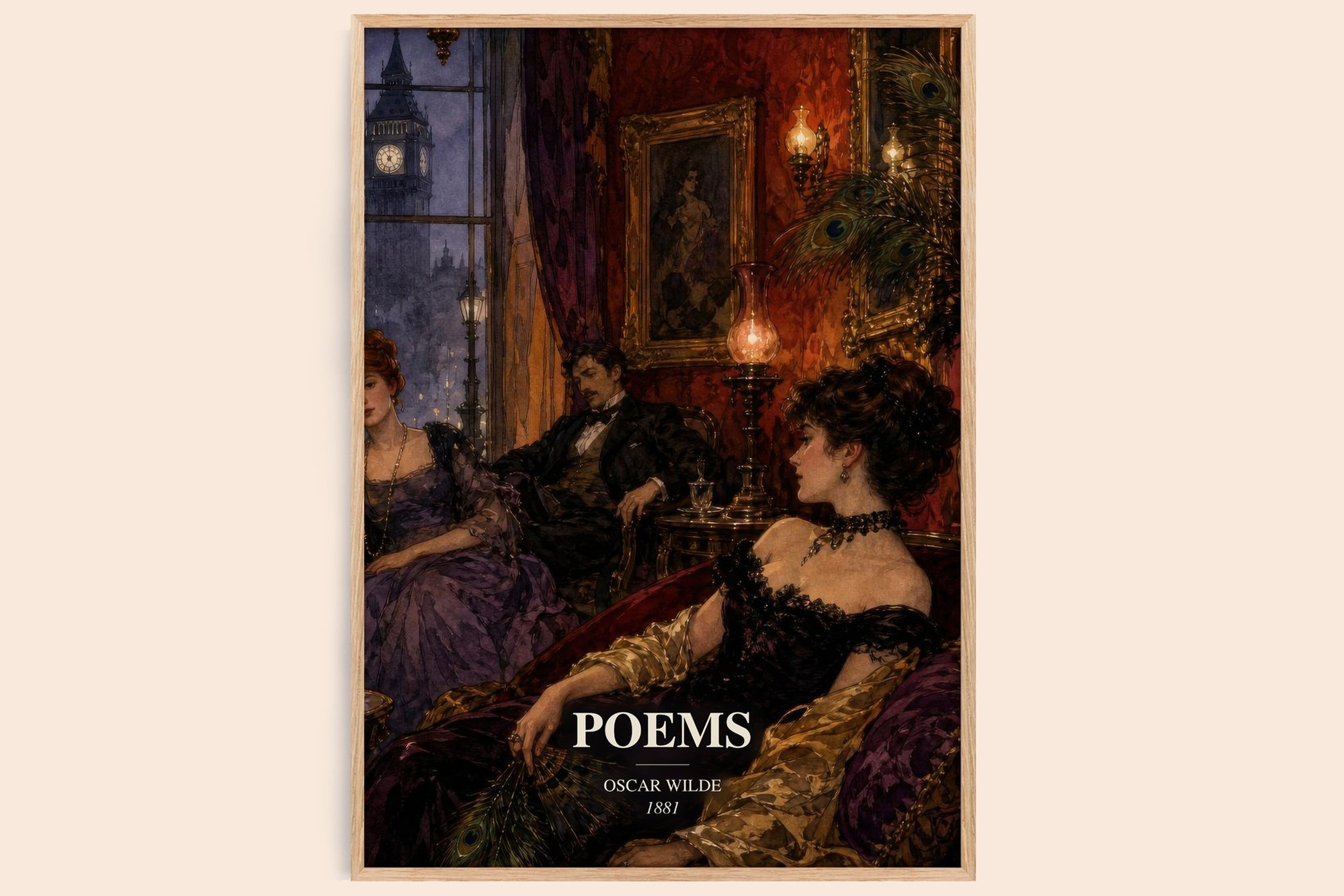 Poems watercolour book poster by Oscar Wilde – framed literary art print