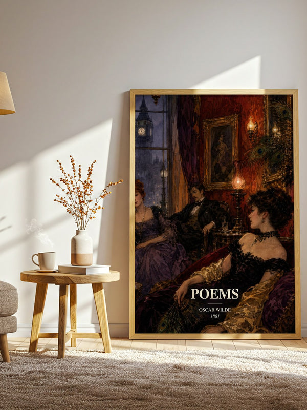 Poems watercolour print in frame leaning in hallway – poetry wall art