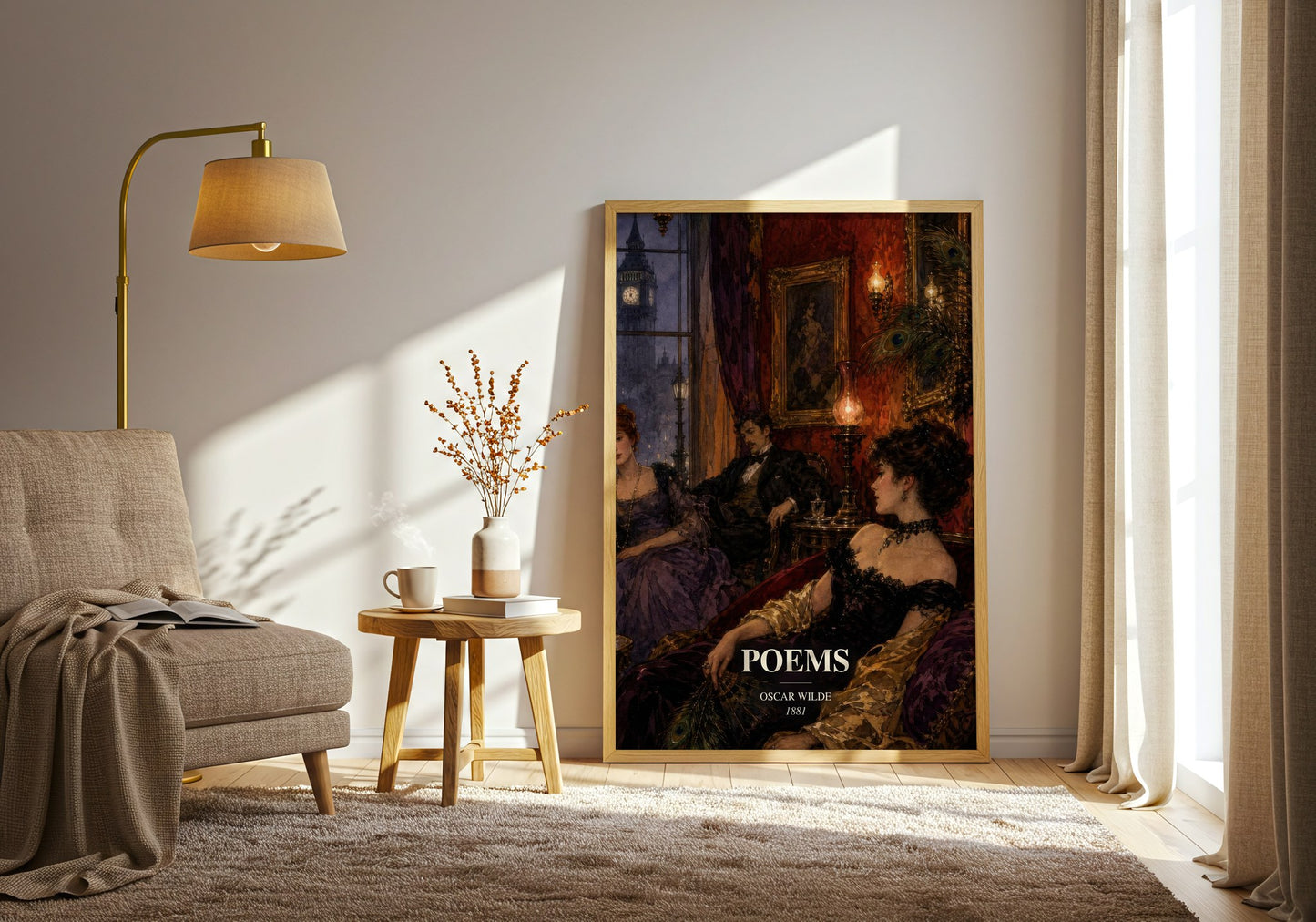 Poems watercolour print in frame leaning in hallway – poetry wall art