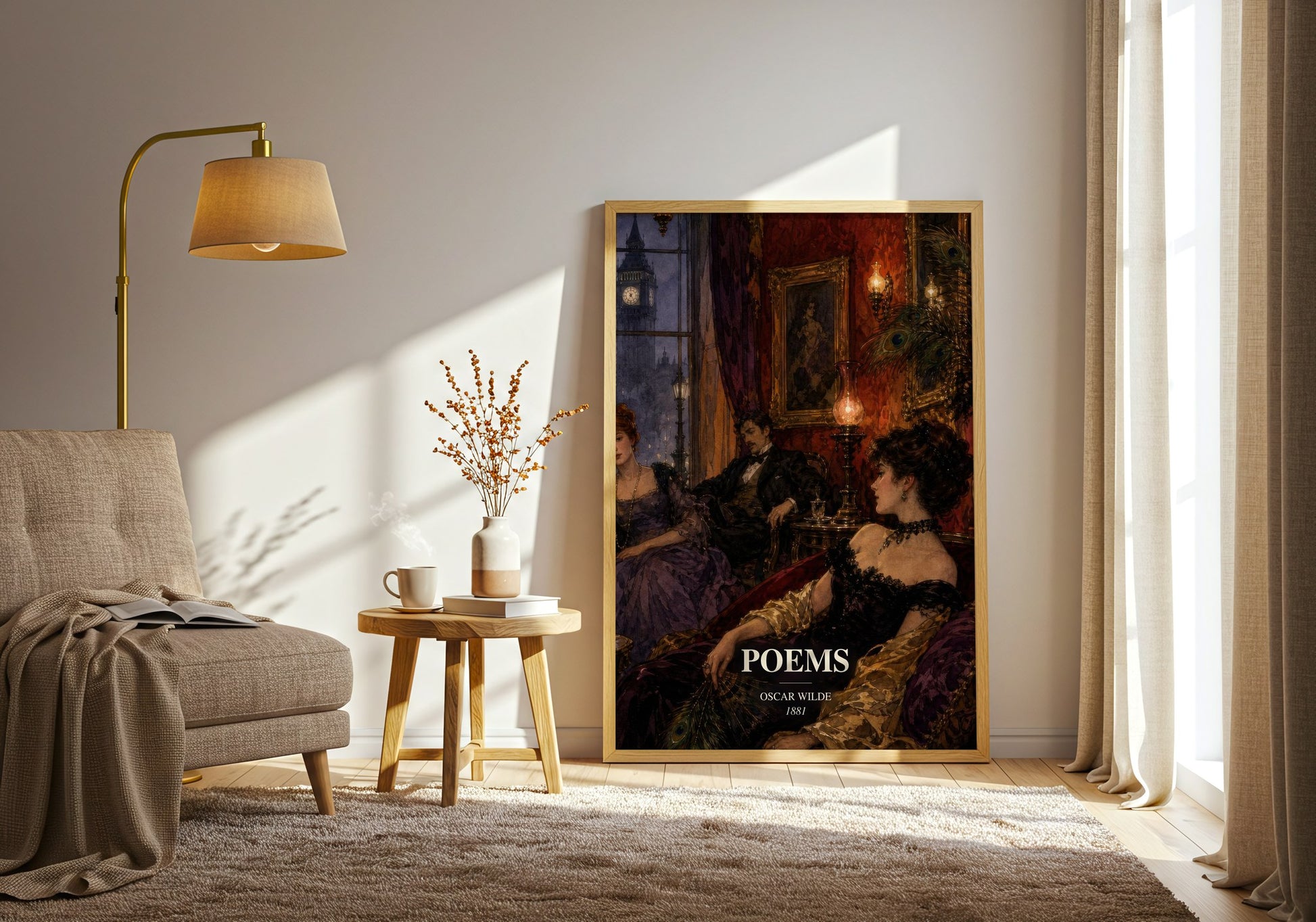 Poems watercolour print in frame leaning in hallway – poetry wall art