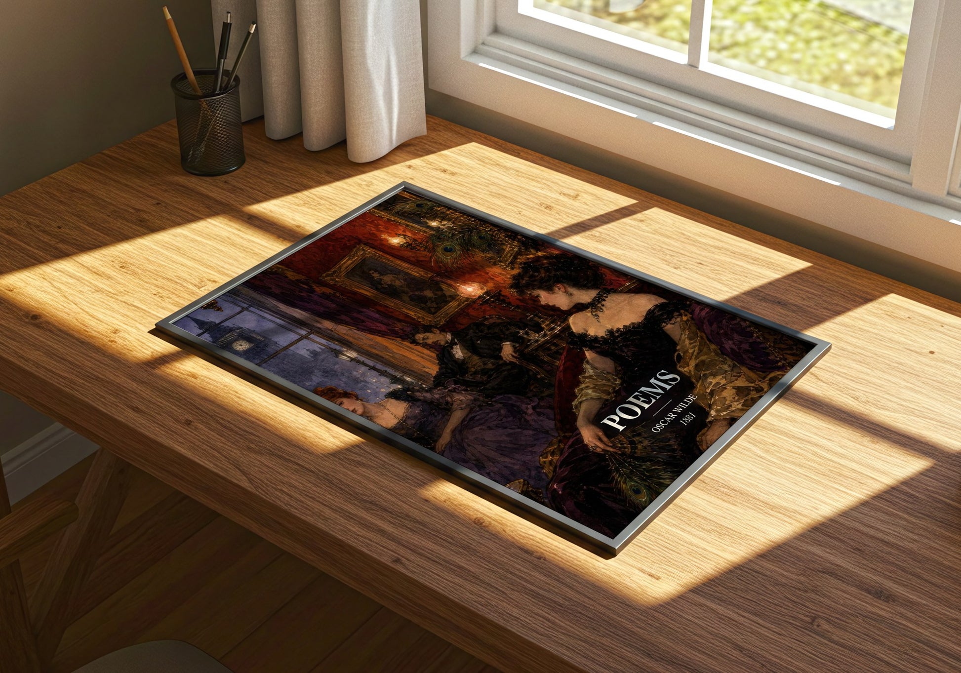 Poems watercolour book poster framed on wall – poetry wall art