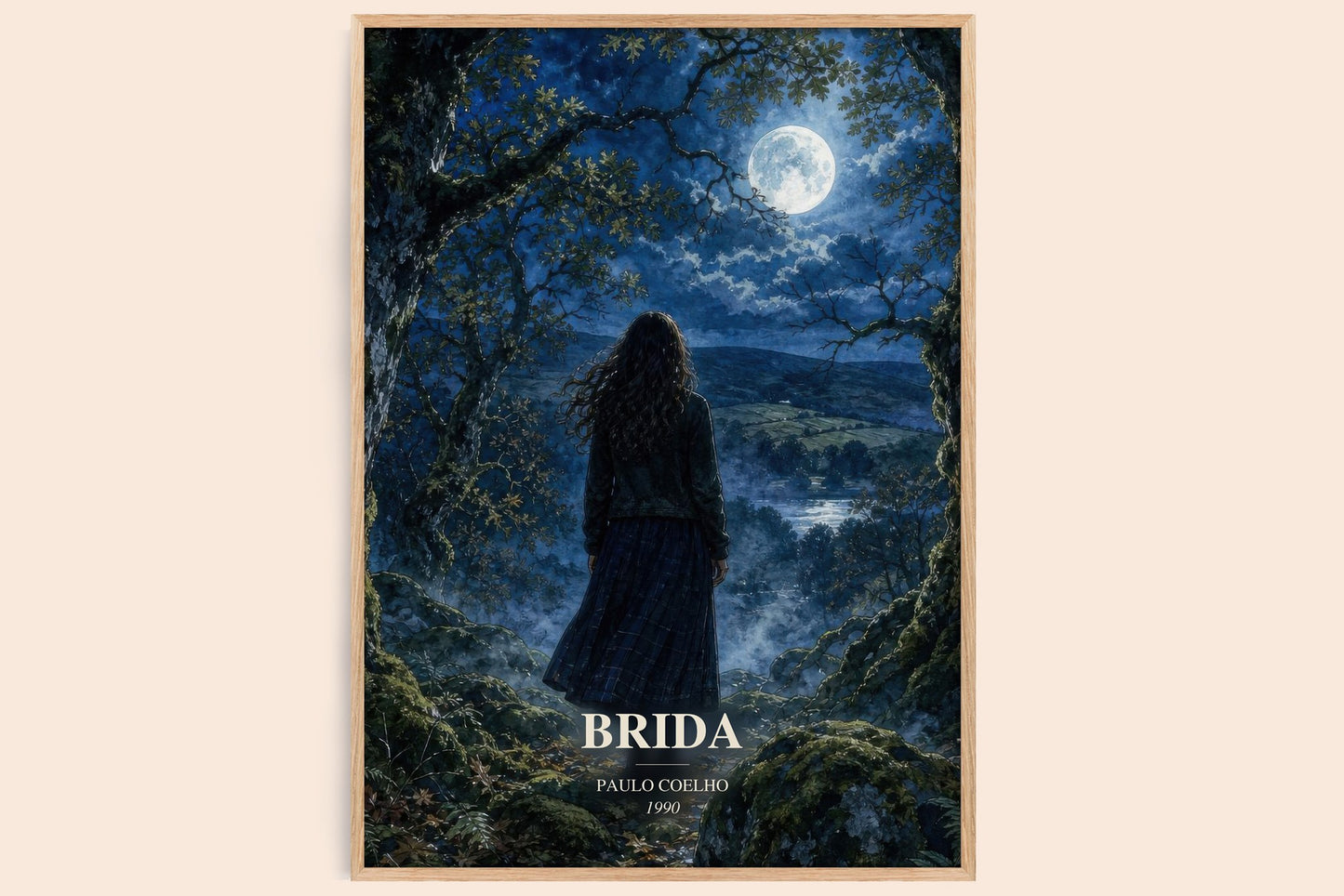 Brida watercolour book poster by Paulo Coelho – framed literary art print
