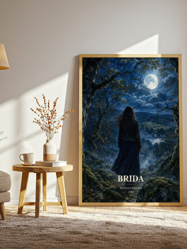 Brida watercolour print in frame leaning in hallway – literary fiction wall art
