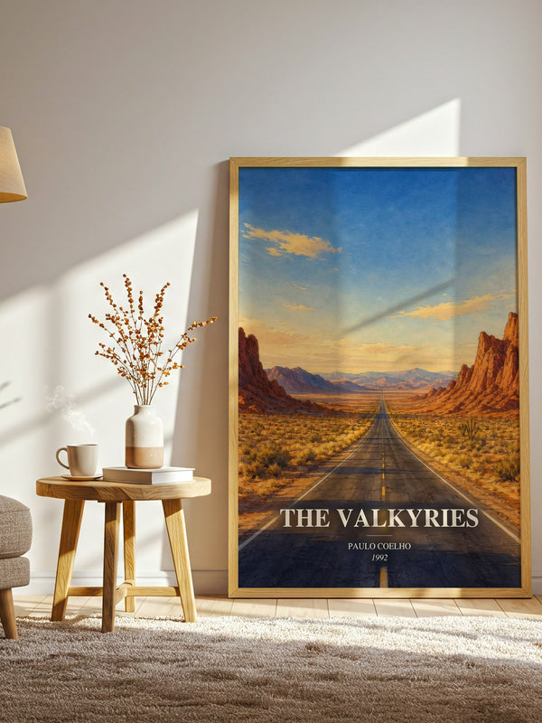 The Valkyries watercolour print in frame leaning in hallway – non fiction wall art