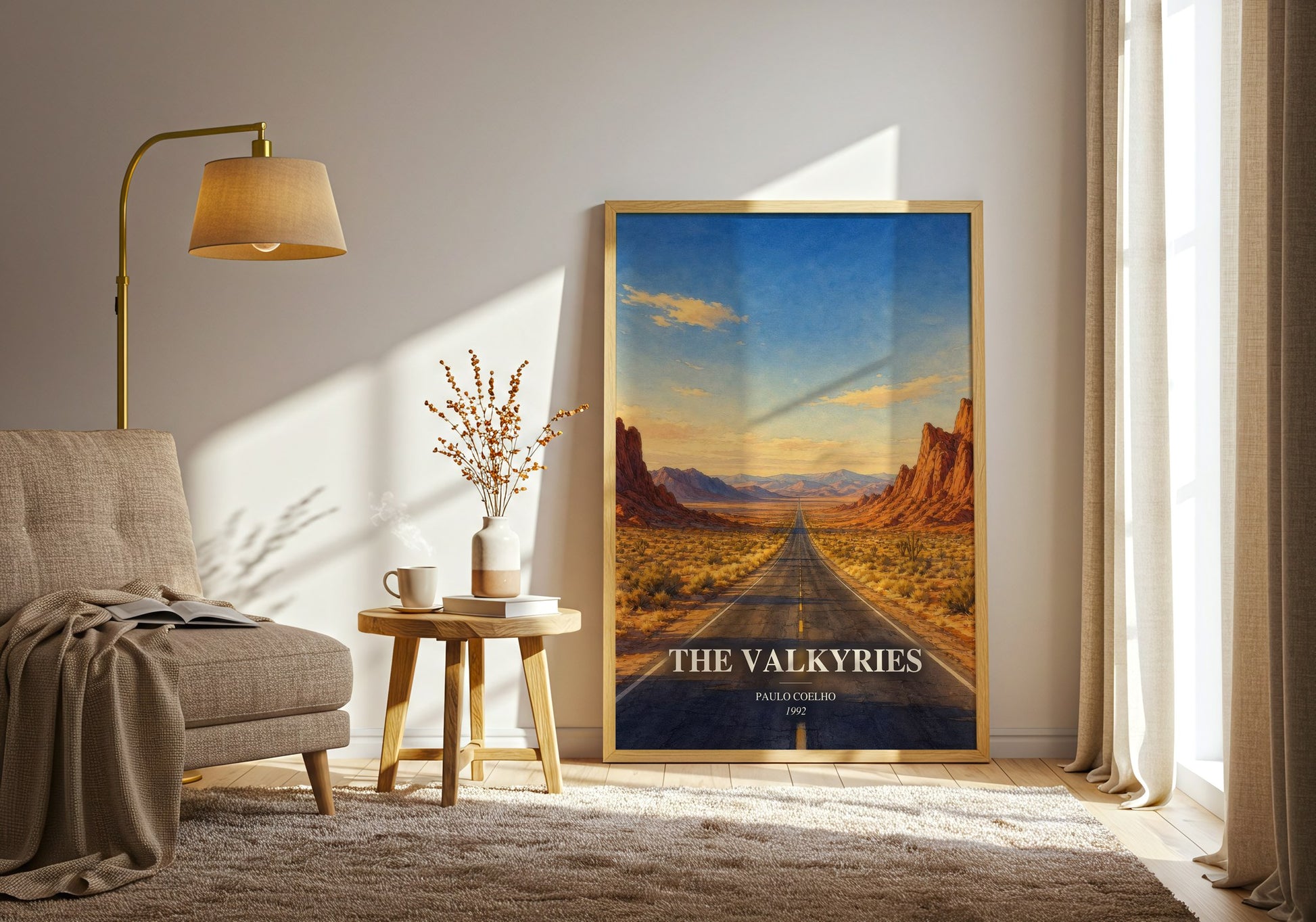 The Valkyries watercolour print in frame leaning in hallway – non fiction wall art