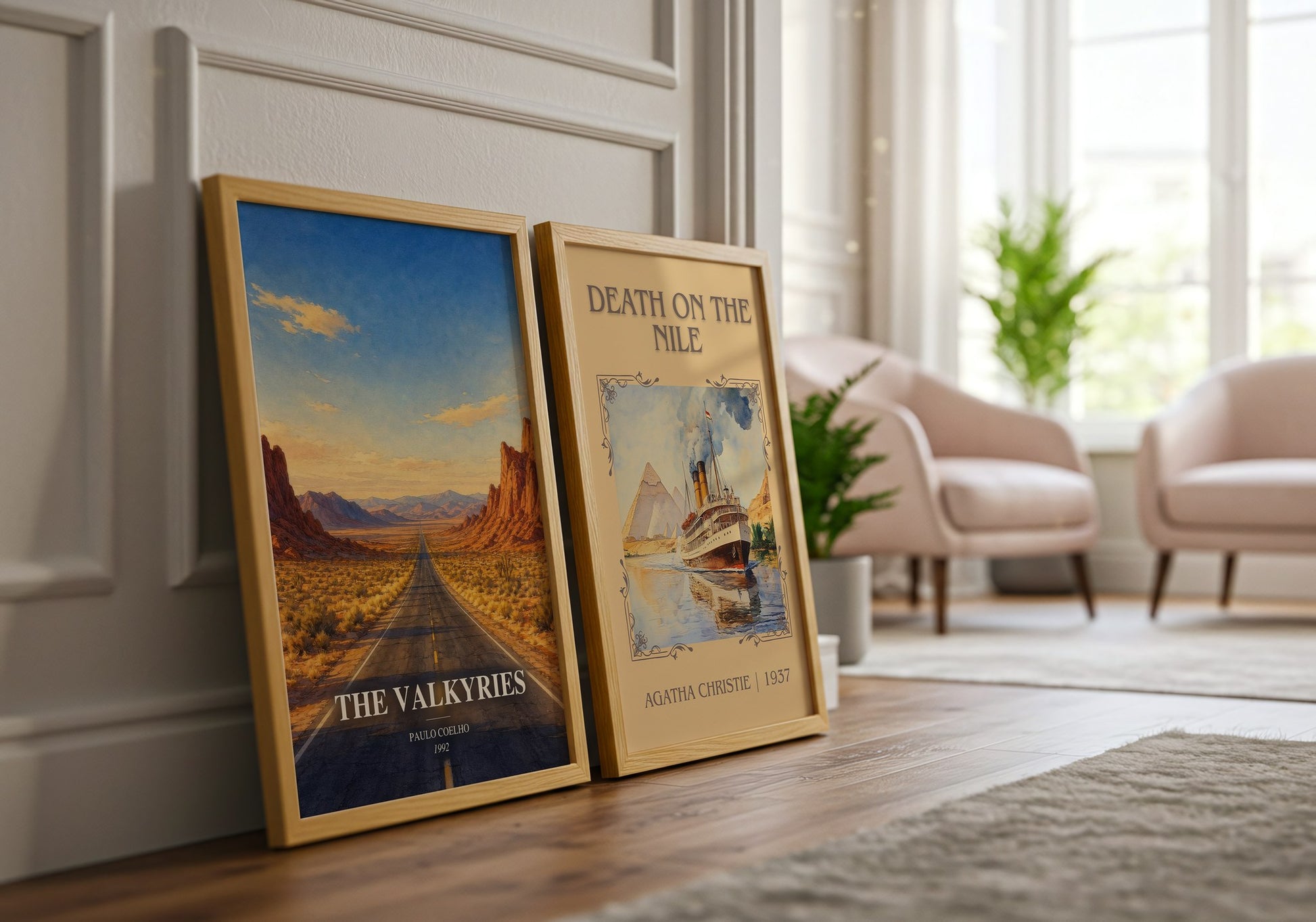 The Valkyries watercolour print framed by window – literary home decor