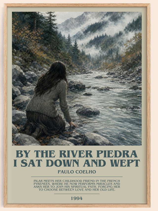 By The River Piedra I Sat Down And Wept Bookish Wall Art by P. Coelho