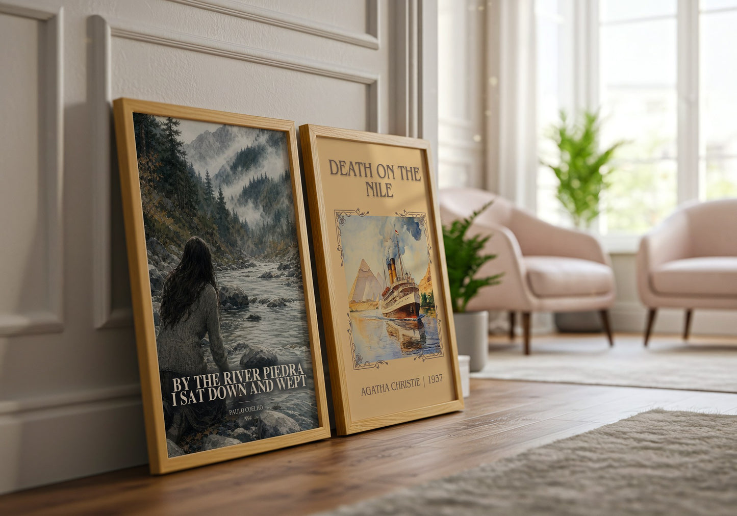 By The River Piedra I Sat Down And Wept watercolour print framed by window – literary home decor