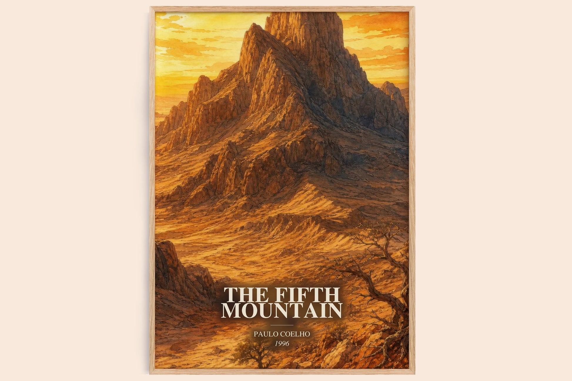 The Fifth Mountain watercolour book poster by Paulo Coelho – framed literary art print
