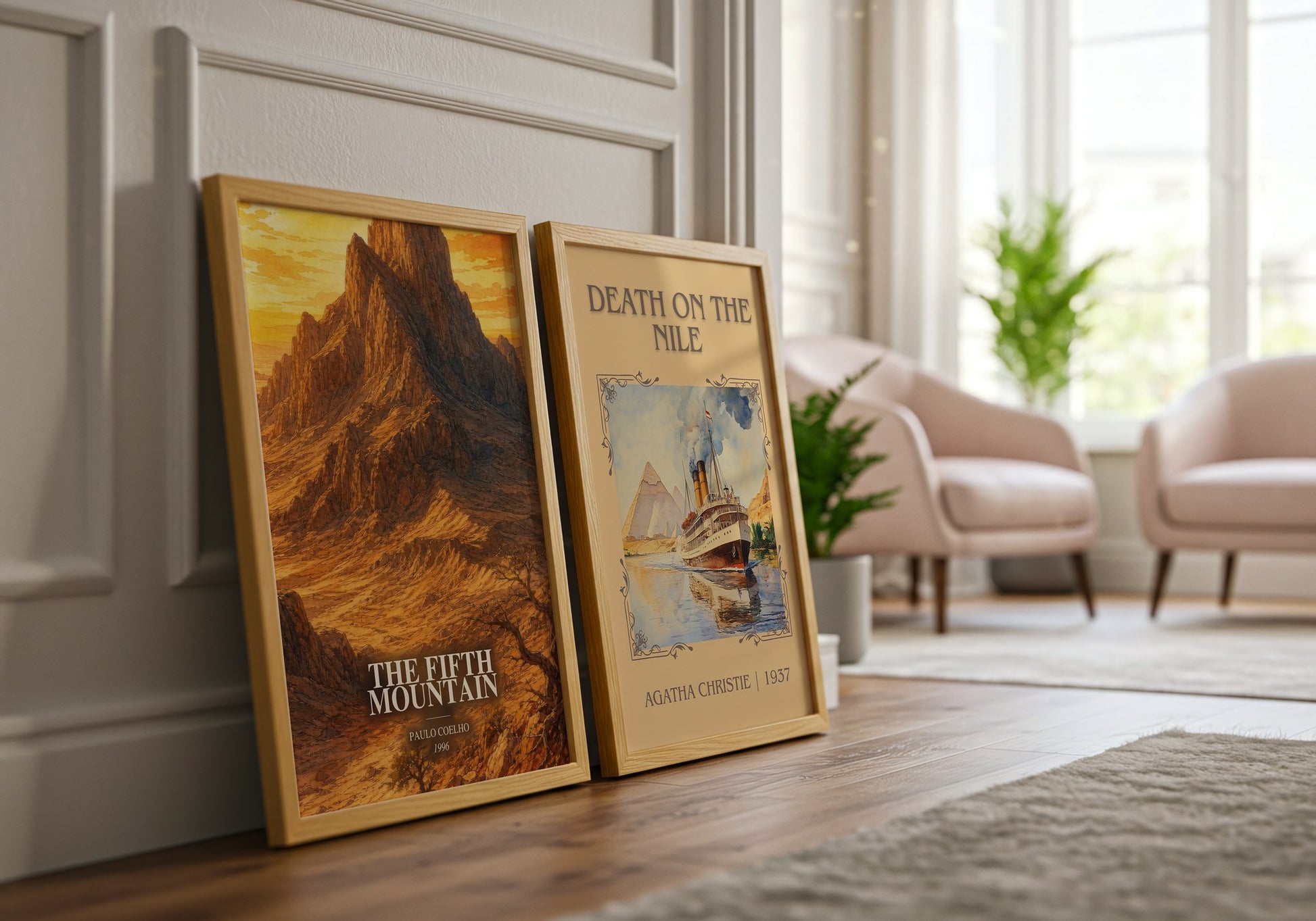 The Fifth Mountain watercolour print framed by window – literary home decor