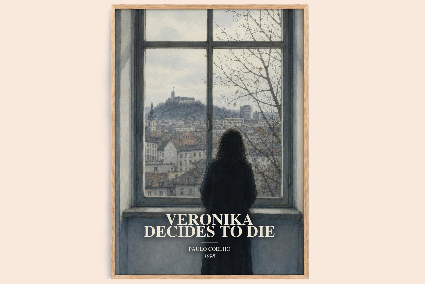 Veronika Decides To Die watercolour book poster by Paulo Coelho – framed literary art print