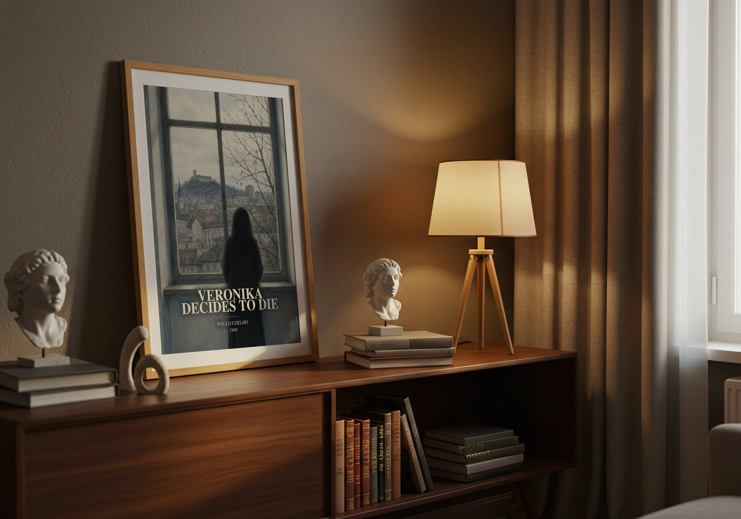 Veronika Decides To Die watercolour print on bookshelf – Paulo Coelho fan gift