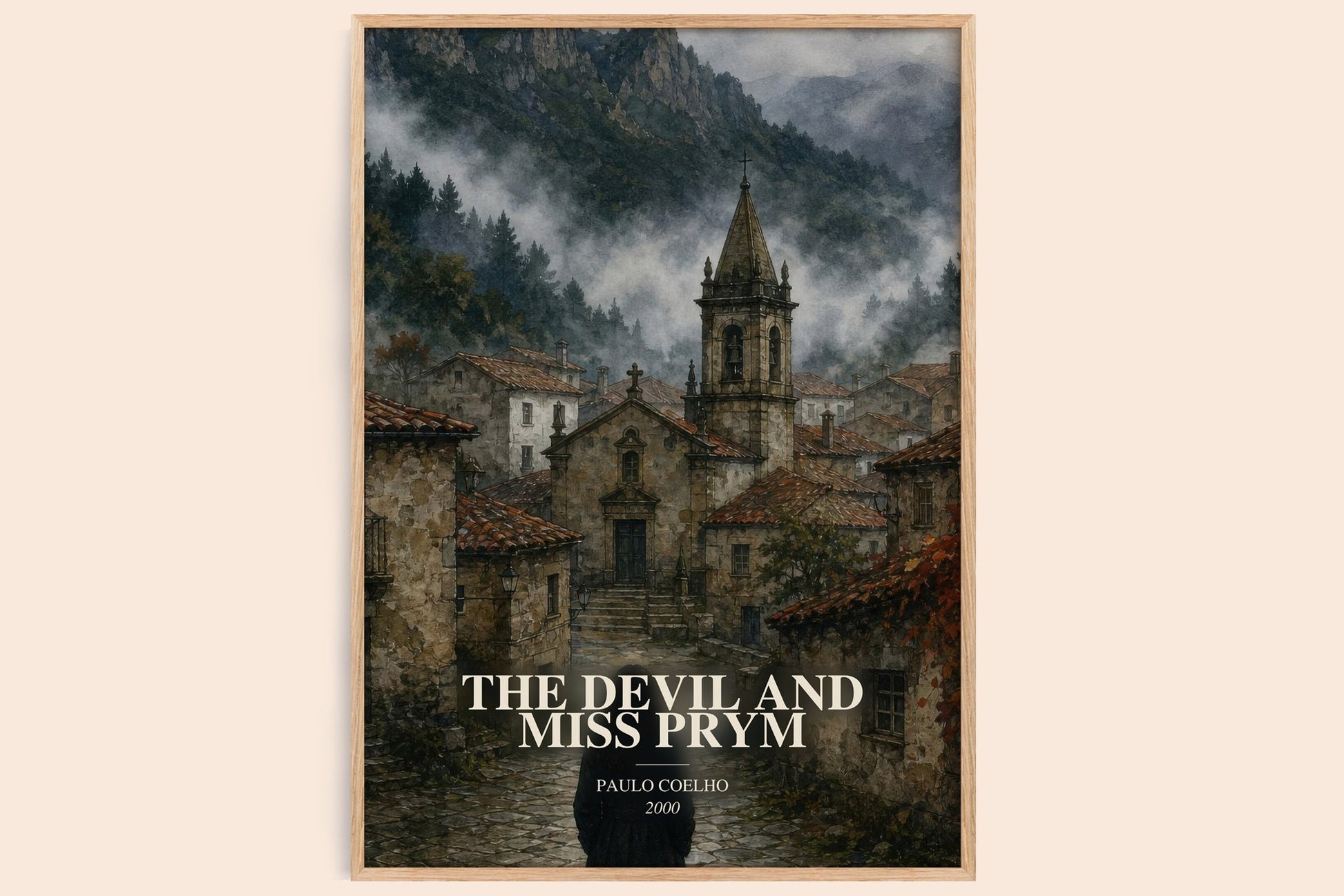 The Devil And Miss Prym watercolour book poster by Paulo Coelho – framed literary art print