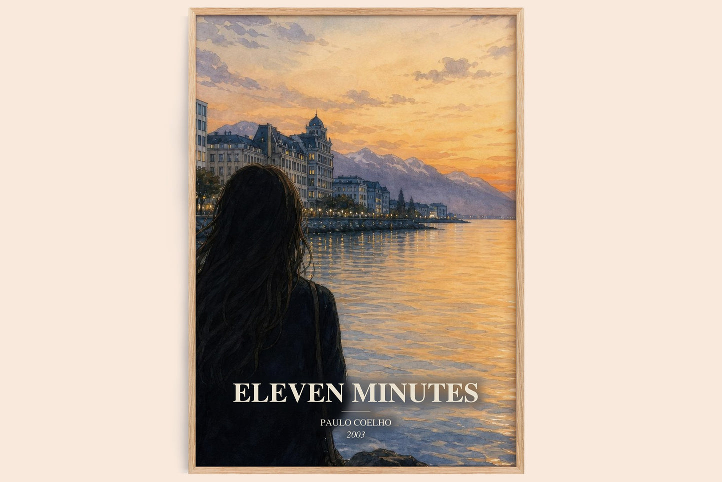 Eleven Minutes watercolour book poster by Paulo Coelho – framed literary art print